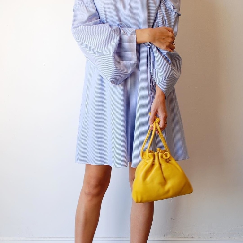 TIBI Satin Poplin trapeze Dress ELLIOT STRIPE Blue